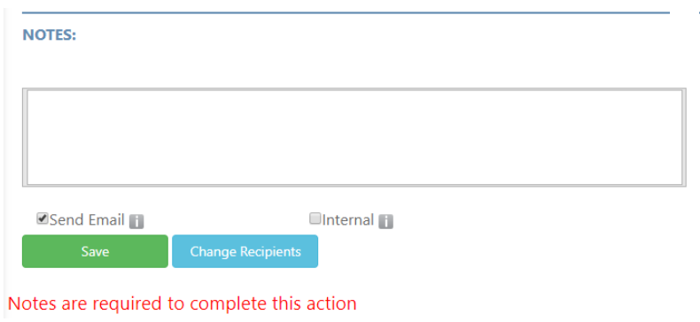 Notes required field.